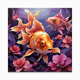 Goldfish With Purple Tones Art Print 3 Canvas Print