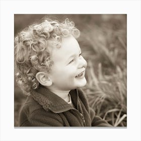 Black And White Portrait Of A Young Boy Canvas Print