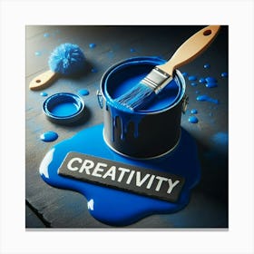 Blue Paint And Brush Canvas Print