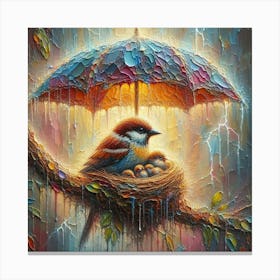 Bird In The Rain Canvas Print