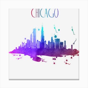 Chicago Watercolor Skyline Beautiful Chicago Gift Canvas Print