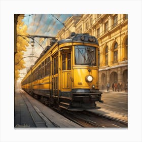 Budapest Tram - Line Art  Canvas Print