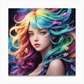 Rainbow Haired Girl Canvas Print