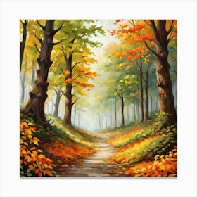 Forest In Autumn In Minimalist Style Square Composition 101 Canvas Print