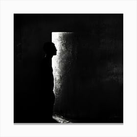 Silhouette Of A Man In The Dark Canvas Print