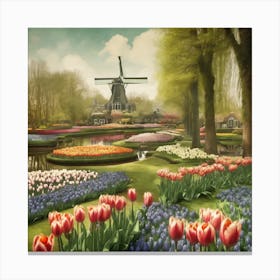 Keukenhof Gardens Netherlands Vintage Botanical (6) 1 Canvas Print