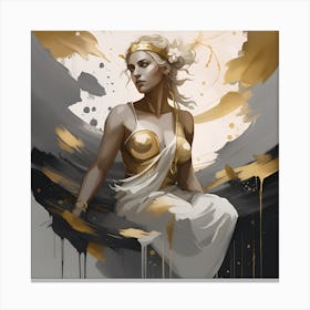 Aphrodite Greek Goddess Gold and watercolor splatter Canvas Print