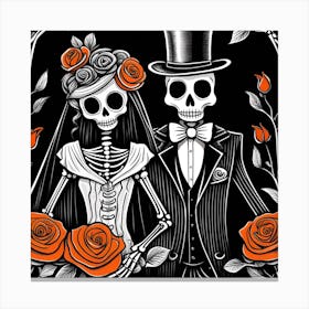 Day Of The Dead Wedding orange flowers 1 Canvas Print