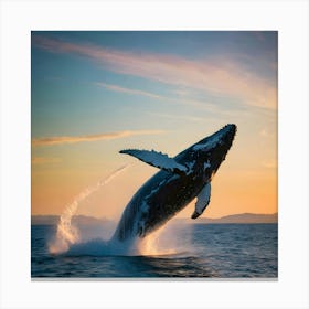 Humpback Whale Jumping Out Of The Water 6 Canvas Print