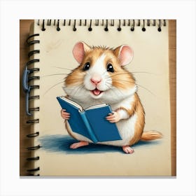 Hamster Reading A Book 11 Canvas Print