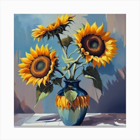 Yellow Sunflowers In A Vase Canvas Print