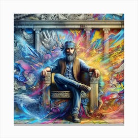 Man Sitting On A Throne Canvas Print