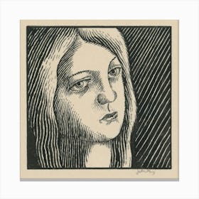 Head Of A Pensive Woman With Long Hair, Mikuláš Galanda Canvas Print