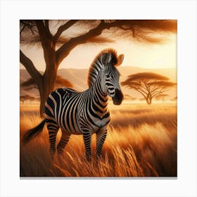 Zebra At Sunset Canvas Print