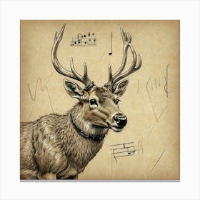 Deer With Music Notes Canvas Print