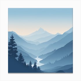 Misty mountains background in blue tone 83 Canvas Print