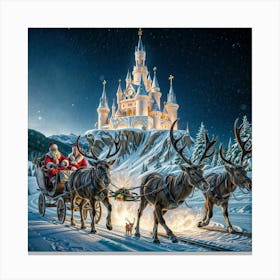 Santa S Magical Castle Delivery Canvas Print