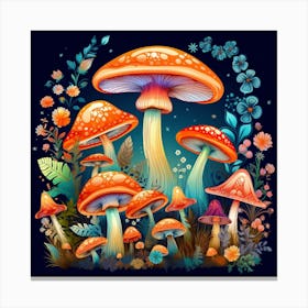 Mushrooms In The Forest 110 Canvas Print