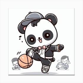 Panda Playing Basketball Canvas Print