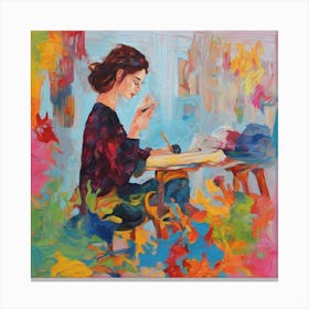 Woman Writing Canvas Print