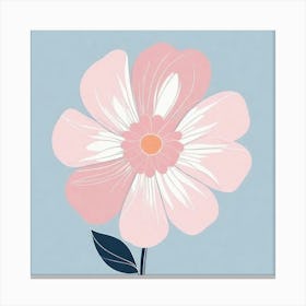 A White And Pink Flower In Minimalist Style Square Composition 688 Canvas Print