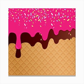 Ice Cream Waffle Vector 10 Canvas Print