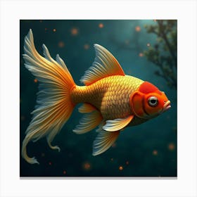 An Abstract Goldfish With Scales Of Shimmering, Fractal Patterns Swimming Through A Celestial Pond Canvas Print