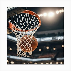 Basketball In The Hoop Canvas Print