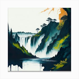 Colored Falls Ink Painting (128) Canvas Print