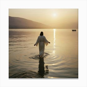 Jesus Walking In The Water 12 Canvas Print