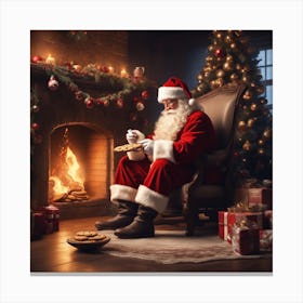 Santa Claus Sitting By The Fire 2 Canvas Print