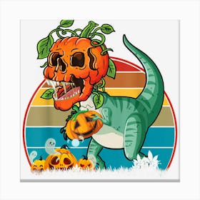 Funny Pumpkin Dinosaur Retro Toddler Boys Halloween Canvas Print