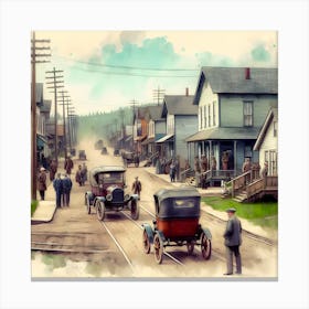 Early Small Town America And The Automobile ~Reimagined 22 Canvas Print