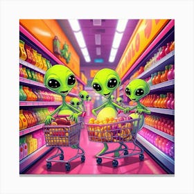 Aliens In The Supermarket Canvas Print