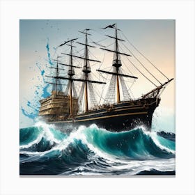 Ship In The Sea 2 Canvas Print