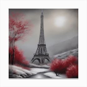 Paris Eiffel Tower Crimson Landscape Canvas Print