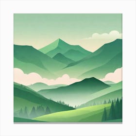 Misty mountains background in green tone 151 Canvas Print