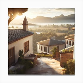 Firefly Rustic Rooftop Spanish Villas Landscape 48156 Canvas Print