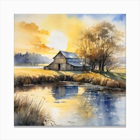 Barn At Sunset 1 Canvas Print