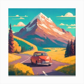 Anime Pastel Dream A 90s The Car Runs In The Middle Of The R 1 Canvas Print