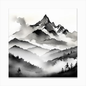 Firefly An Illustration Of A Beautiful Majestic Cinematic Tranquil Mountain Landscape In Neutral Col (14) Canvas Print