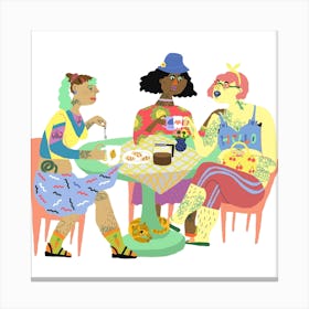 Caching Up With Friends Square  Canvas Print