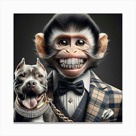 Monkey And Dog 2 Canvas Print