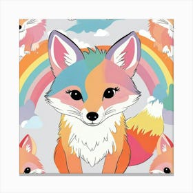 Rainbow Foxes Canvas Print