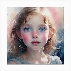 Little Girl With Blue Eyes 1 Canvas Print