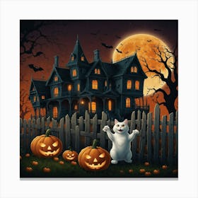 Free Vector Halloween Background With Ghosts Canvas Print