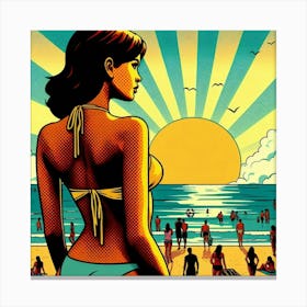 Girl At The Beach Canvas Print