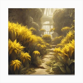 Garden With Yellow Flowers Canvas Print