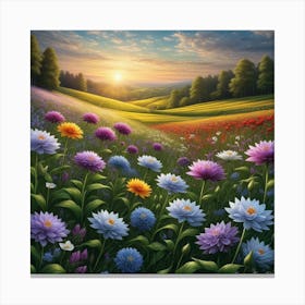 Sunset In The Meadow 1 Canvas Print