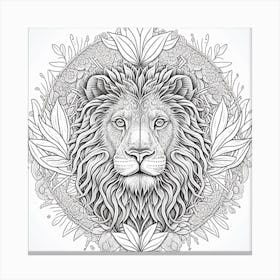 Lion Head In A Circle Canvas Print